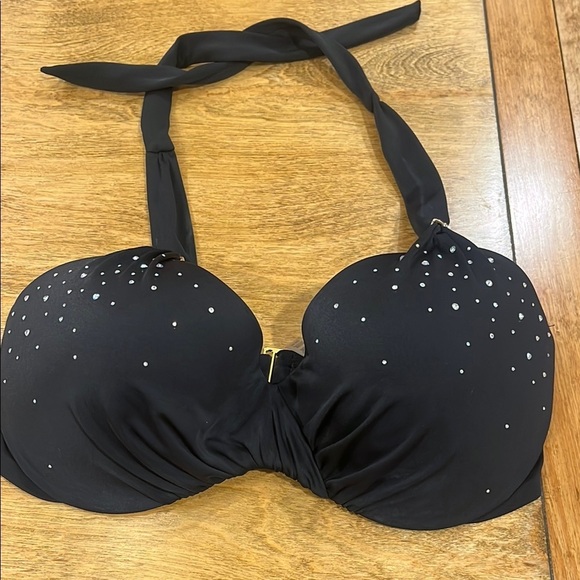 Victoria's Secret Other - Victoria's Secret Black Swim Top with Rhinestone Embellishments